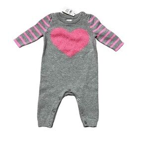 Cozy Gray and Pink Heart Kids Footie